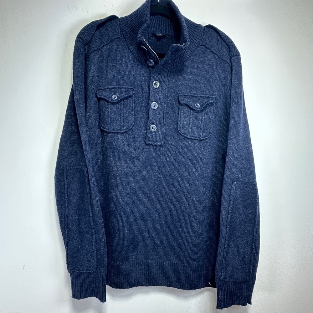 Unlisted by Kenneth Cole Wool Blend Sweater Men XL Mock Neck Pullover Navy